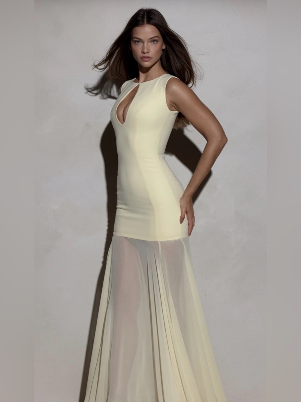 HOUSE OF CB 'Raphaella' Butter Yellow Keyhole Maxi Dress/Small US4-6 $299 - Picture 11 of 12